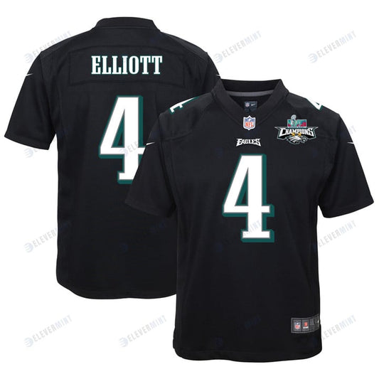 Jake Elliott 4 Philadelphia Eagles Super Bowl LVII Champions 2 Stars Youth Game Jersey - Black