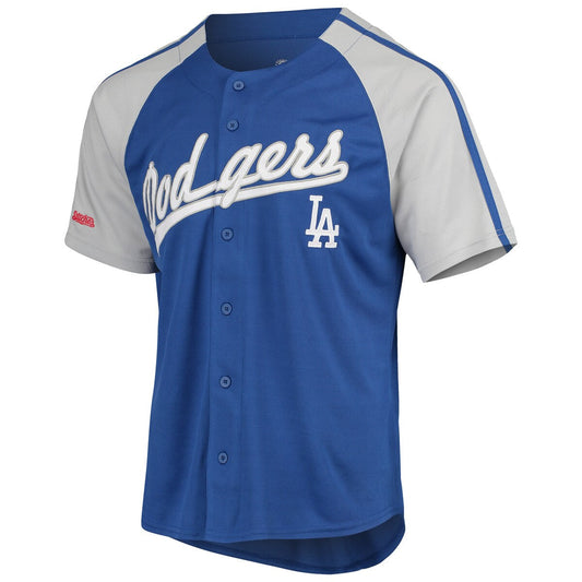 Men's  Stitches Dodgers Button-Down Raglan Replica Jersey - Blue