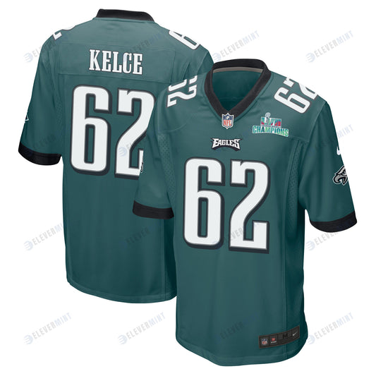 Jason Kelce 62 Philadelphia Eagles Super Bowl LVII Champions Men Game Jersey - Midnight Green